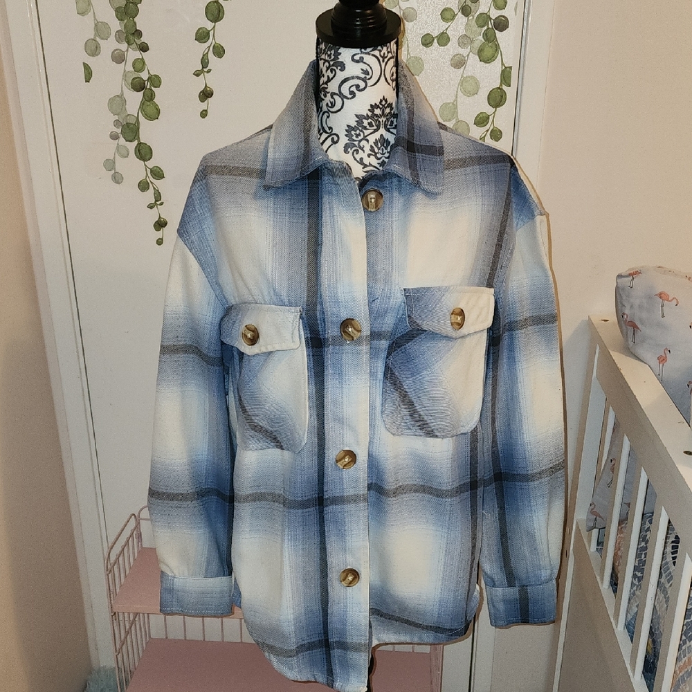 2 Streetwear Society Blue and White Plaid And Brown  Utility Jacket